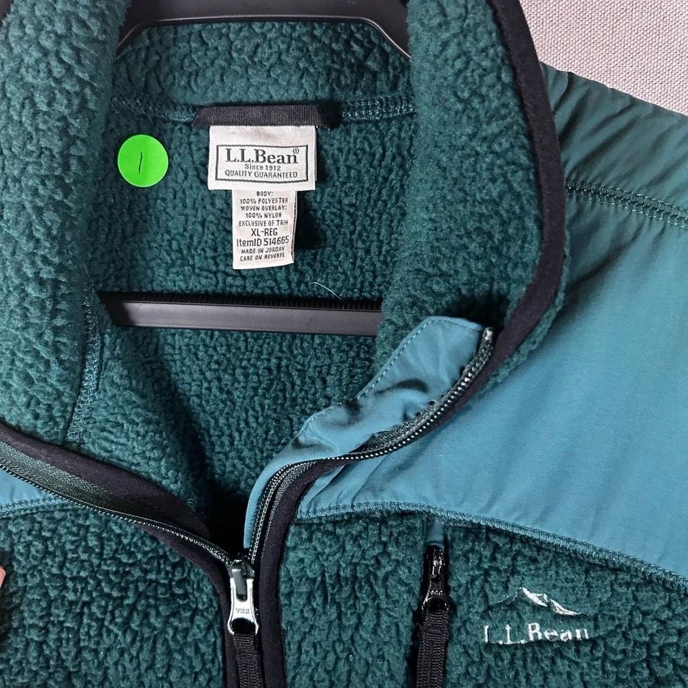 LL Bean Mountain Classic Fleece Jacket Mens XL Polartec Sherpa Teal Green 514665
